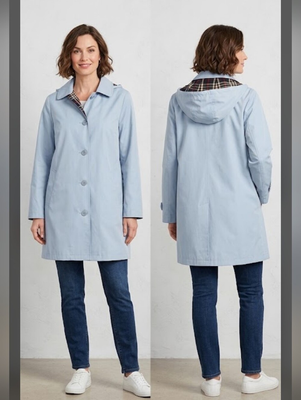 Talbots Trench Coat M Hooded Classic Mature Professional